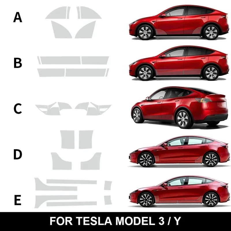 Car By Triangle Protective Film For Tesla Model 3 Model Y 2024 PPF TPU Transparent Refit Sticker 8.5mil Paint Protection