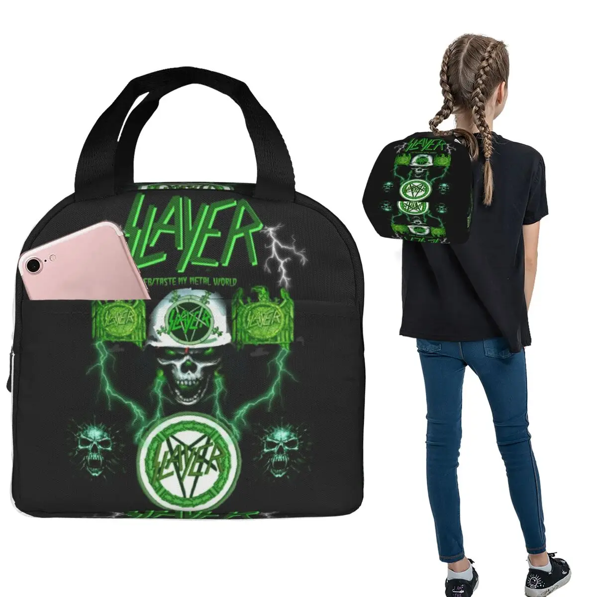 

Изолированная сумка для обеда Slayer Band для женщин и детей, портативные коробки для еды, термосумка для ланча