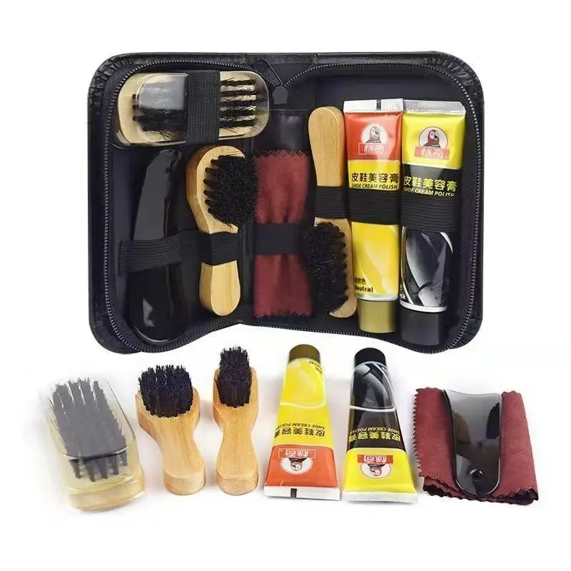 Kit de nettoyage de brosse pour vernis à chaussures en cuir, outils de nettoyage brillants pour chaussures en cuir, Kit de soins de brosse Portable