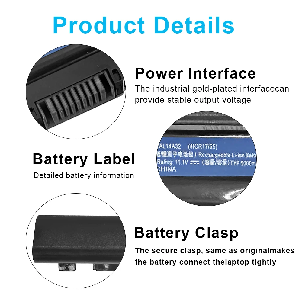 New 11.1V AL14A32 Laptop Battery For Acer Aspire E5-571 E5-411 E5-421 E5-511 E5-521 V3-472 E14 E15 Travelmate P246 TMP246 Series