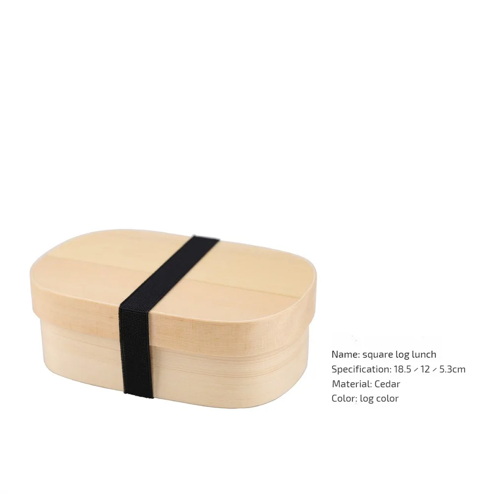 1/2/4PCS Wooden Lunch Box Picnic Japanese Bento Box for School Kids Dinnerware Set with Bag&spoon Fork Chopsticks Round Square