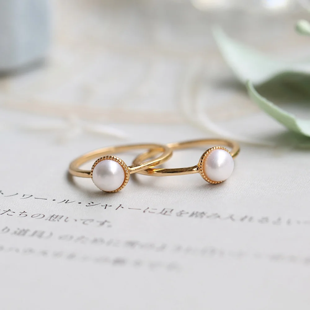 LAMOON Natural Freshwater Pearl 925 Silver Ring For Women Retro Wedding Engagement Ring 14K Light Gold Plated Fine Jewelry RI164