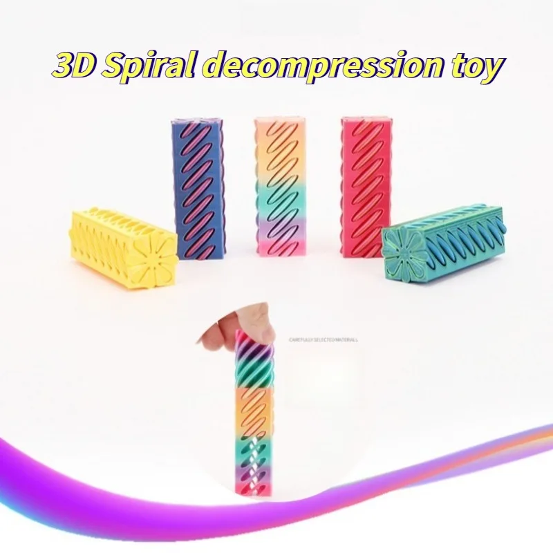 

3D Printed Spiral Decompression Toys Pyramid Impossible Pass-through Sculpture Square Pillar Helix Screw Fidget Toy Xmas Gifts