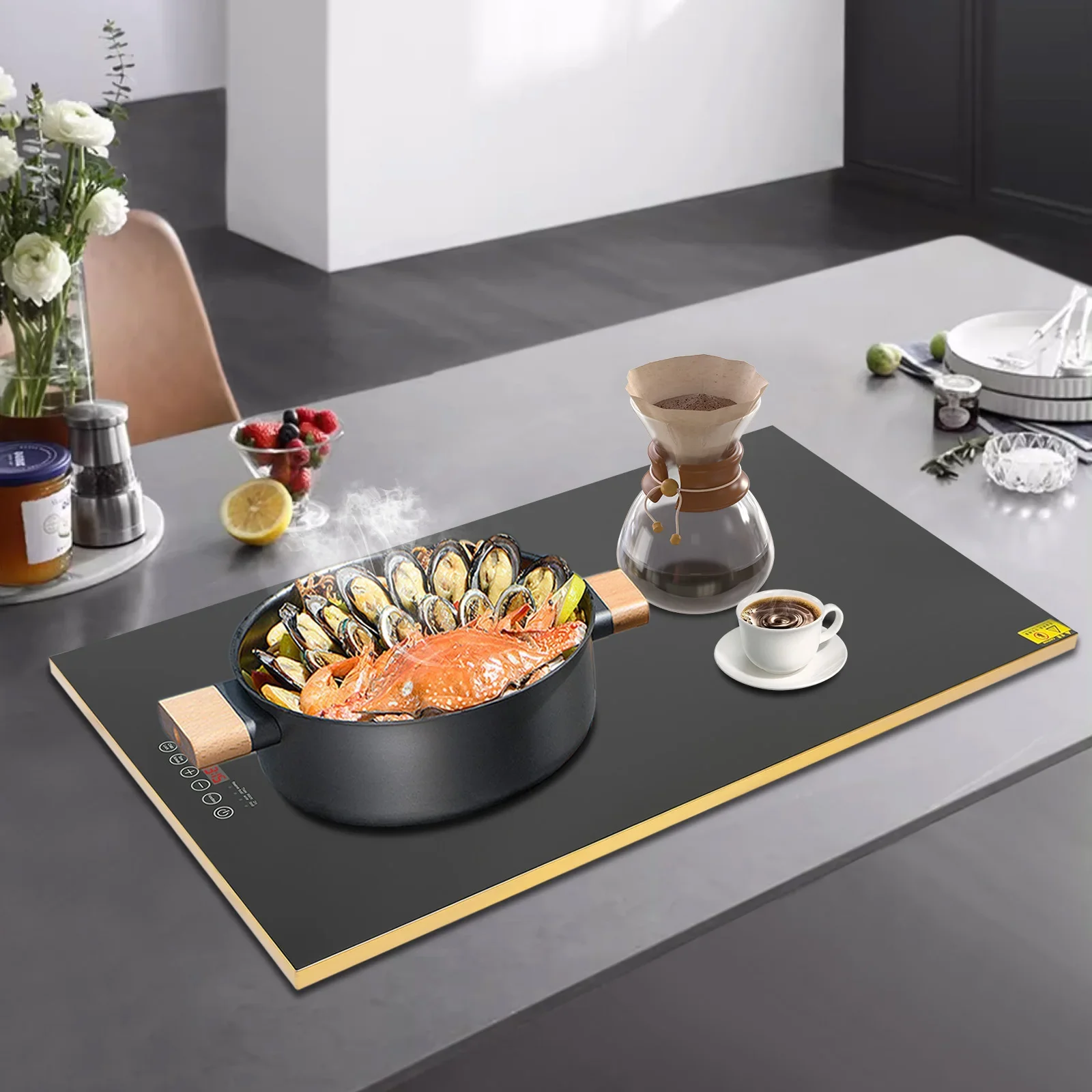 

Smart-Touch Food Warmer Plate | 80x45cm Tempered Glass Warming Tray with 12H Timer & 40-140°C Precision Control (Black, 400W)​