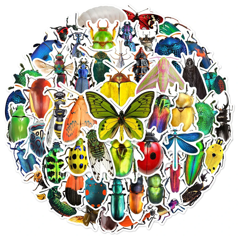 10/30/50pcs Colorful Mix Cartoon Insect Animal Stickers DIY Phone Stationery Luggage Helmet Cool Waterproof Graffiti Sticker Toy