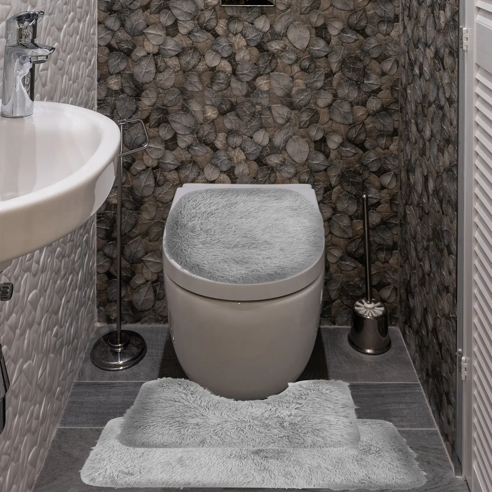 1-セットの滑り止めグランドパッドセットユニバーサルトイレ蓋カバーお手入れ簡単家庭用浴室トイレ蓋カバーに適しています