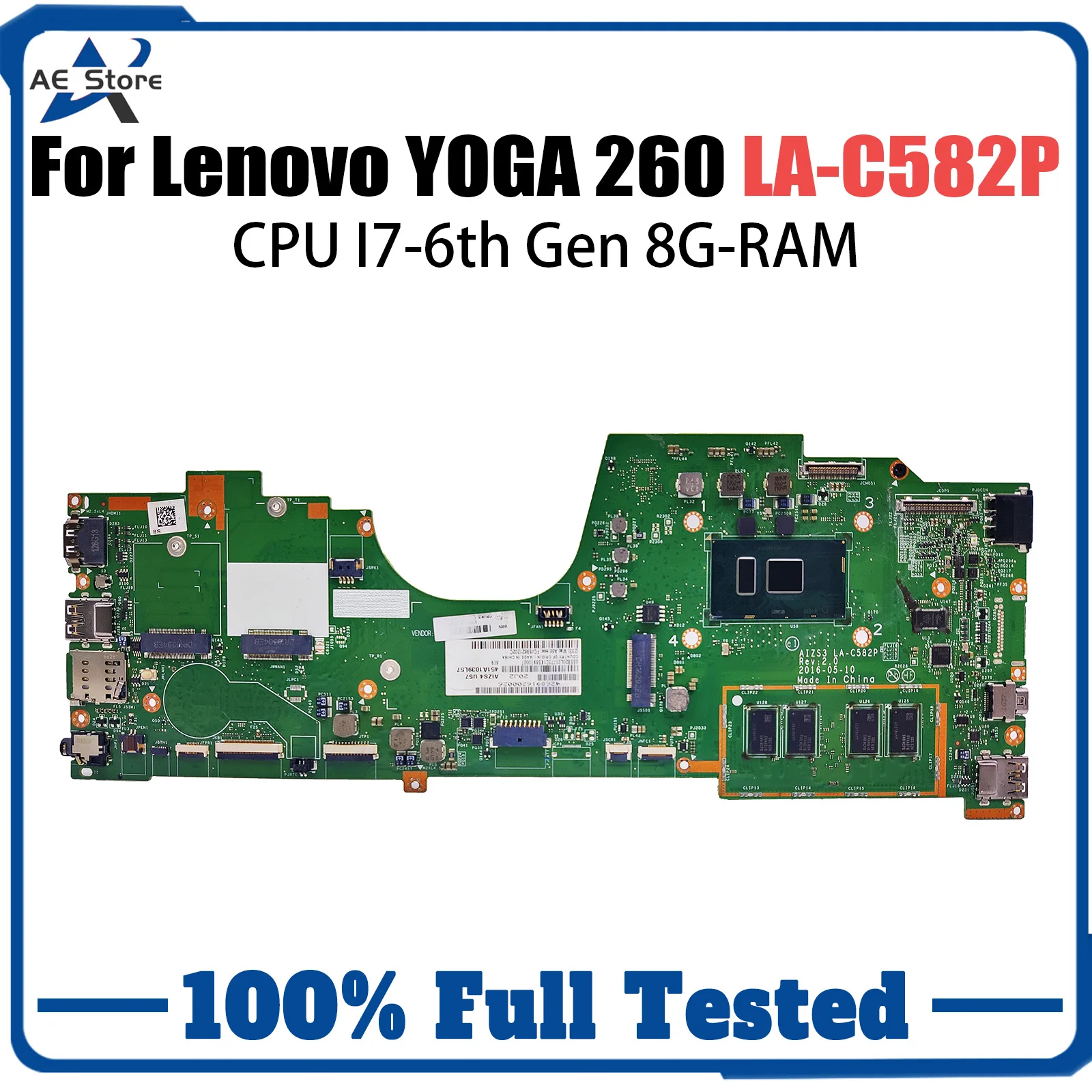 

For Lenovo ThinkPad YOGA 260 Laptop Motherboard LA-C582P 01LV859 01LV861 With I7-6th Gen CPU 8G RAM Notebook Mainboard