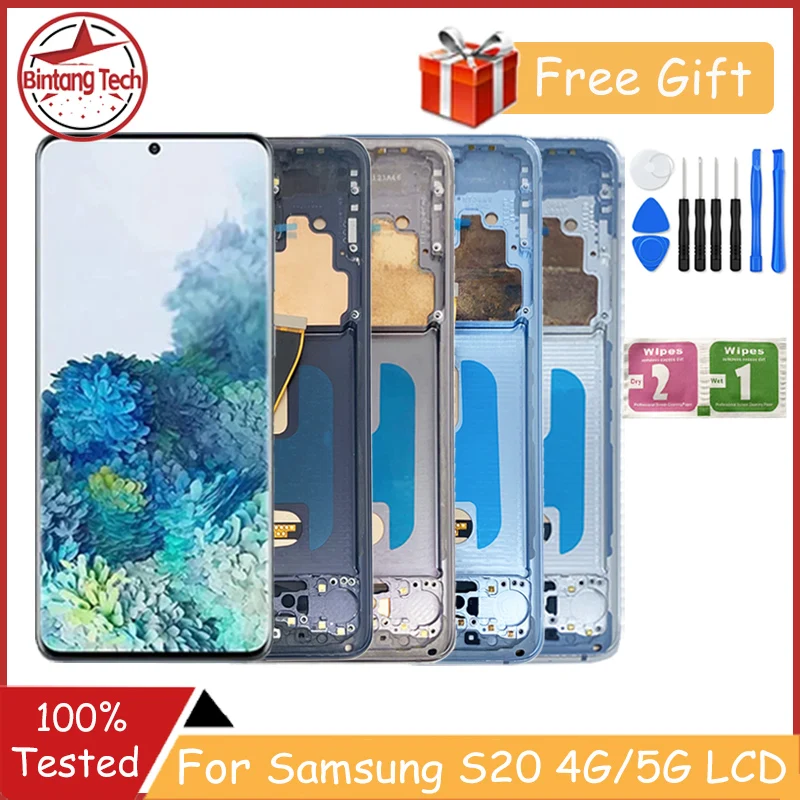 TFT 100% Tested For Samsung Galaxy S20 LCD Display Touch Digitizer Screen For Samsung S20 LCD G980F/DS SM-G981 With Frame