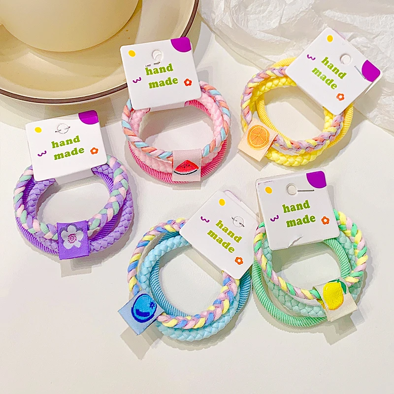 3pcs/set Cute Colorful Woven Hair Bands For Women Girls Hair Tie Bright Color Scrunchie Rubber Band Fashion Hair Accessories