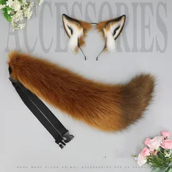 New Fox Ear Fox Tail Props Headdress Wolf King Cat Ear Headband Custom COSPLAY Handmade Long Jackal Tail Anime Hair Accessories