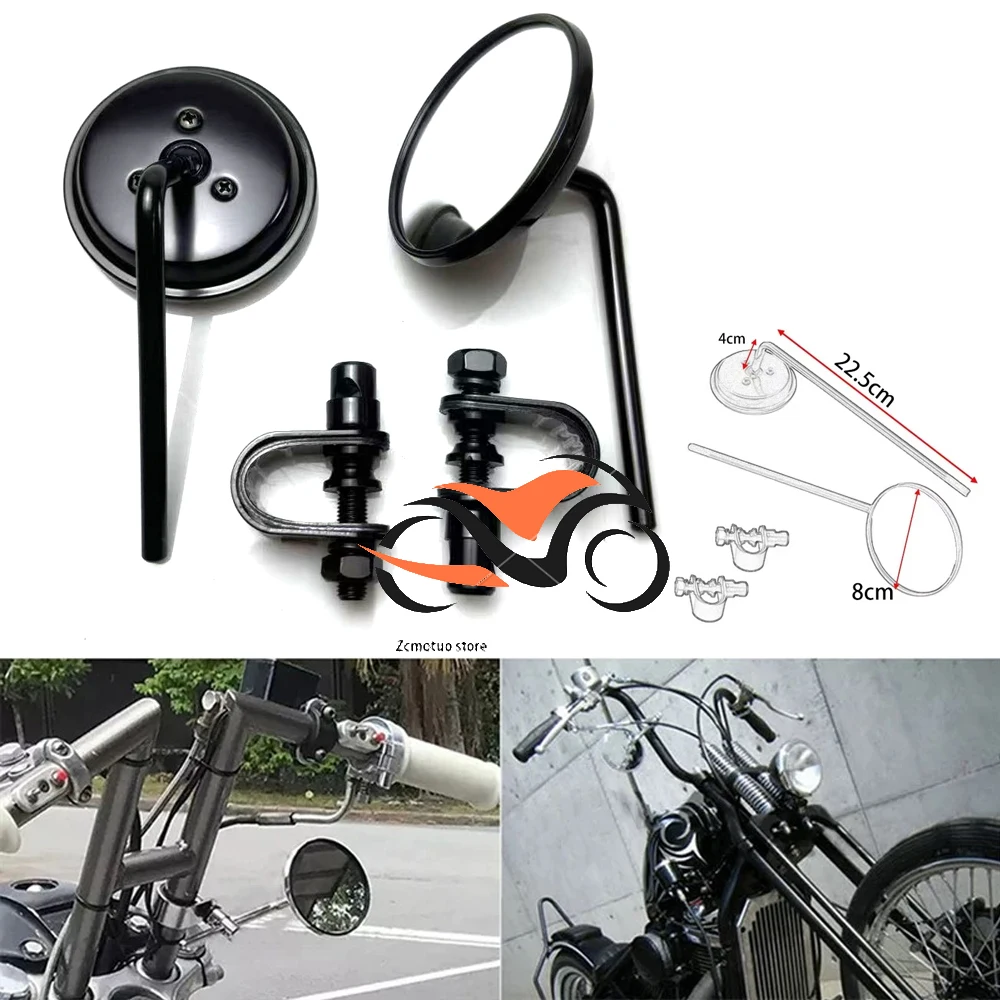 

Motorcycle Clamp-On Side Mirror RearView Side Mirror Round Handlebar Clip-On Rearview Mirror For Universal cruisers, sport bike