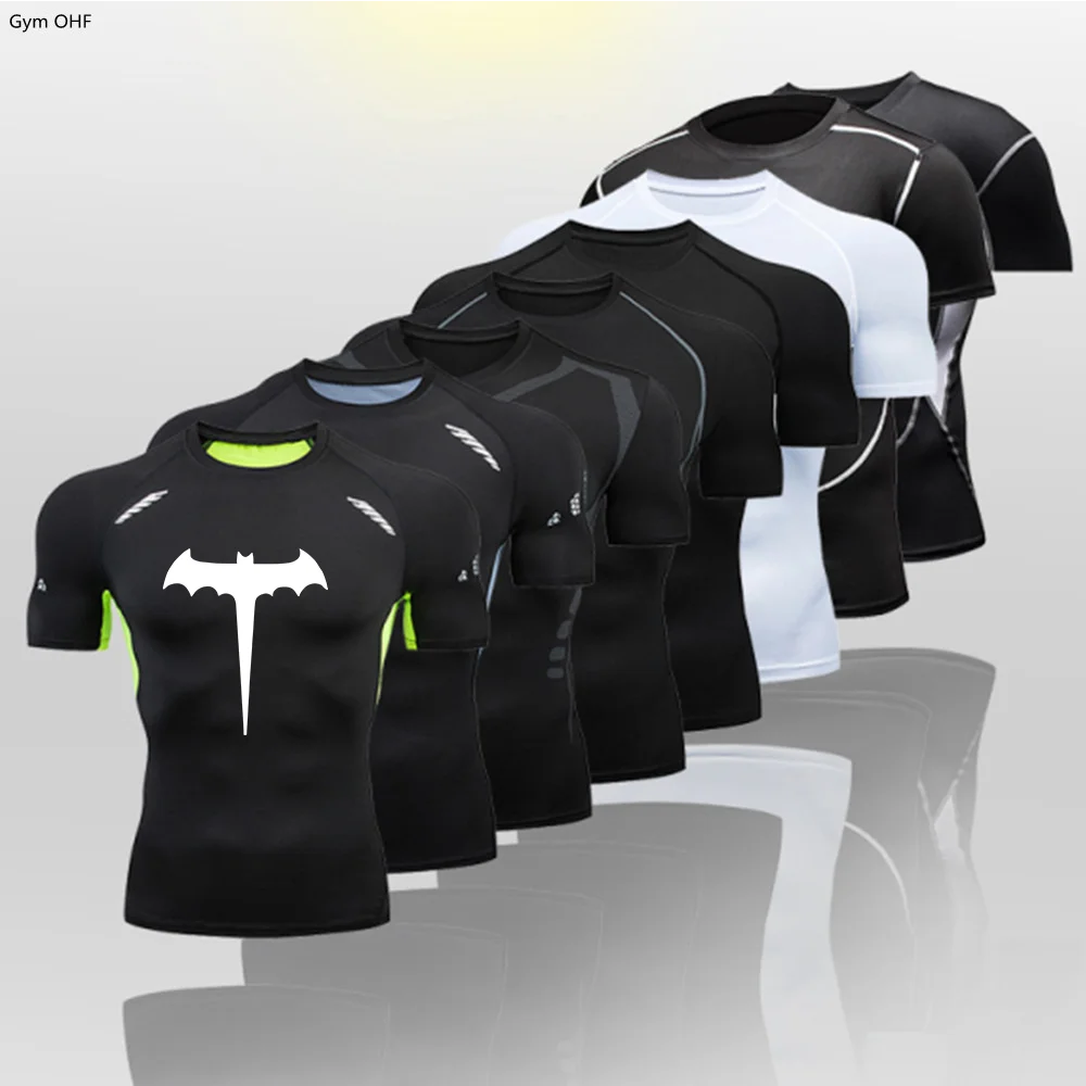 Camiseta para correr de superhéroes para hombre, camiseta deportiva de compresión de manga larga para correr, camisetas deportivas, camisetas de entrenamiento de secado rápido para gimnasio