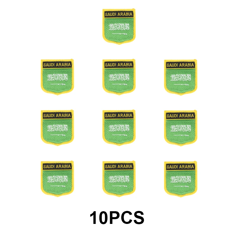 1-100PCS 7*6cm Saudi Arabia Shield Shape Flag Embroidery Patches Iron on Saw on Transfer patches Sewing Applications for Clothes