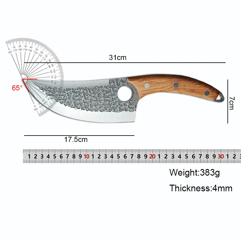 Forged Full Tang Meat Cleaver Butcher Boning Chef Kitchen Cooking Slicing BBQ Vegetable Knife with Wood Handle