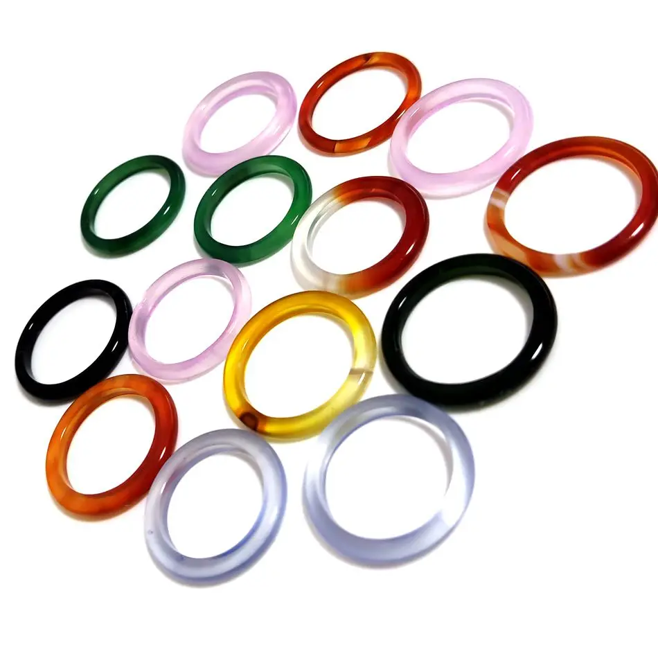 Großhandel 20 Stück verschiedene breite Achatstein bunte Ringe Mann Frauen Schmuck – Detail 2