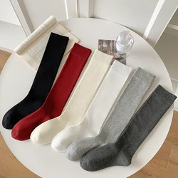 Woman Stockings High Quality Fashion Plain Japanese Style Knee High Socks For Women Breathable Plain Long Socks Female Simple