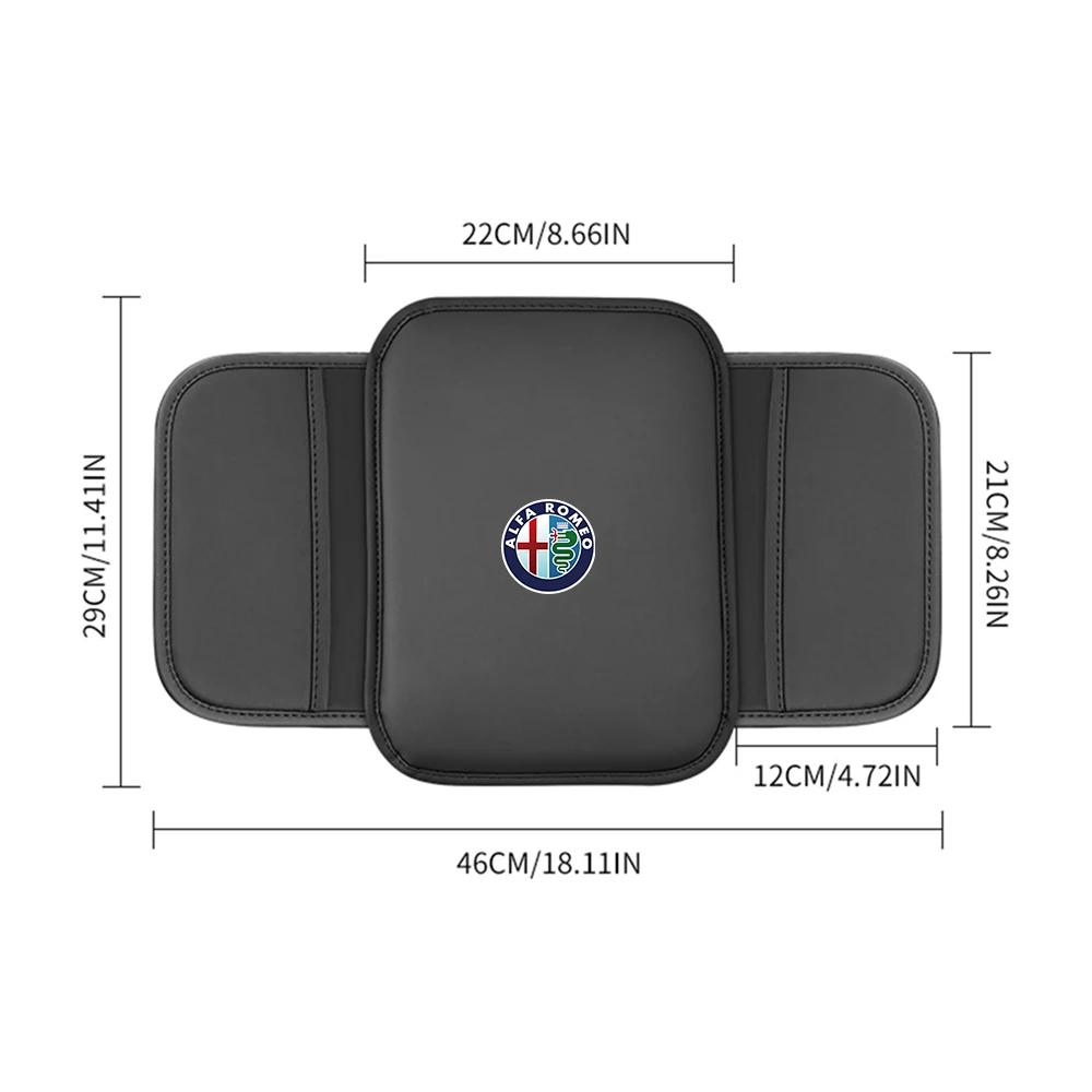 1pc Black Car Armrest Box Pad PU Leather Arm Rest Protection Cushion Cover For Alfa Romeo 159 Giulietta Mito 147 Stelvio Styling