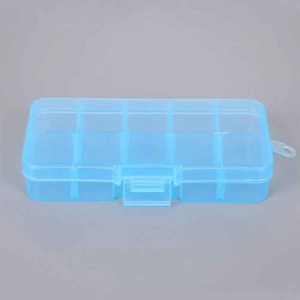 Transparent Hard-Plastic Storage Box with 10 Reconfigurable Dividers for Jewelry Cosmetics Stationery or Precision Components