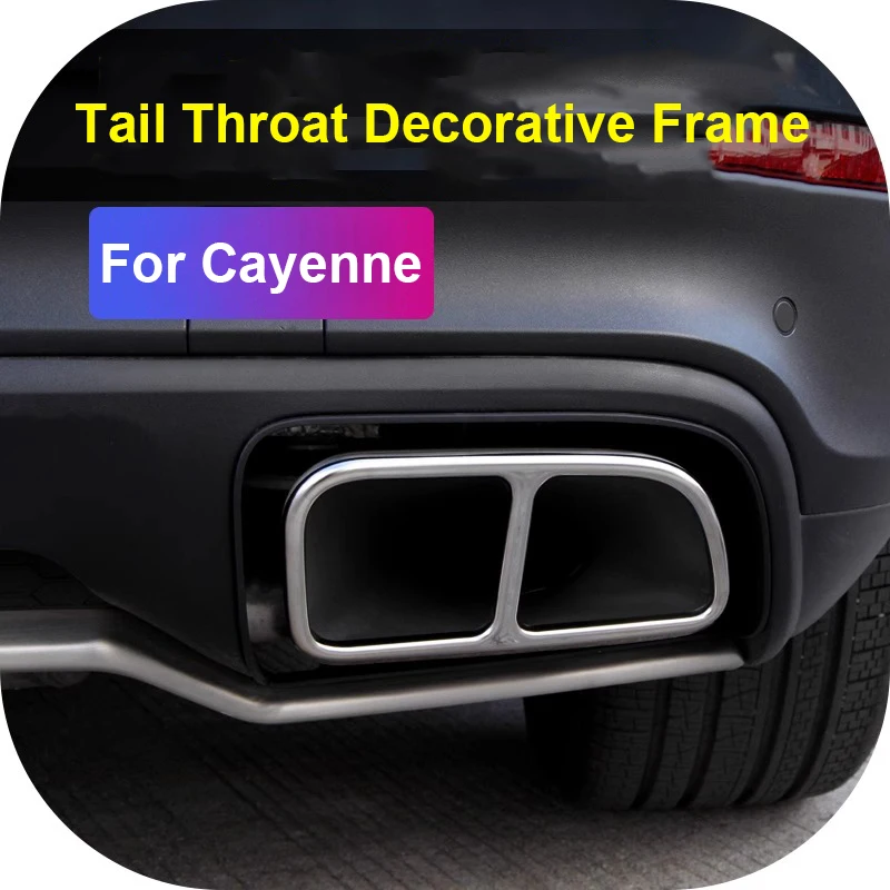 

For Porsche Cayenne 2018-2024 Tail Throat Pipe Modified Cover Trim Four Outlet Square Exhaust Pipe Car Tailpipe Decorative Frame