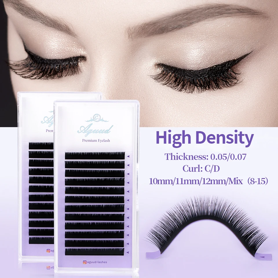 

Aguud High Density Soft Natural Volume Cashmere Matte Black Lashes Trays Korean PBT Individual Eyelashes Extension Makeup Cilios
