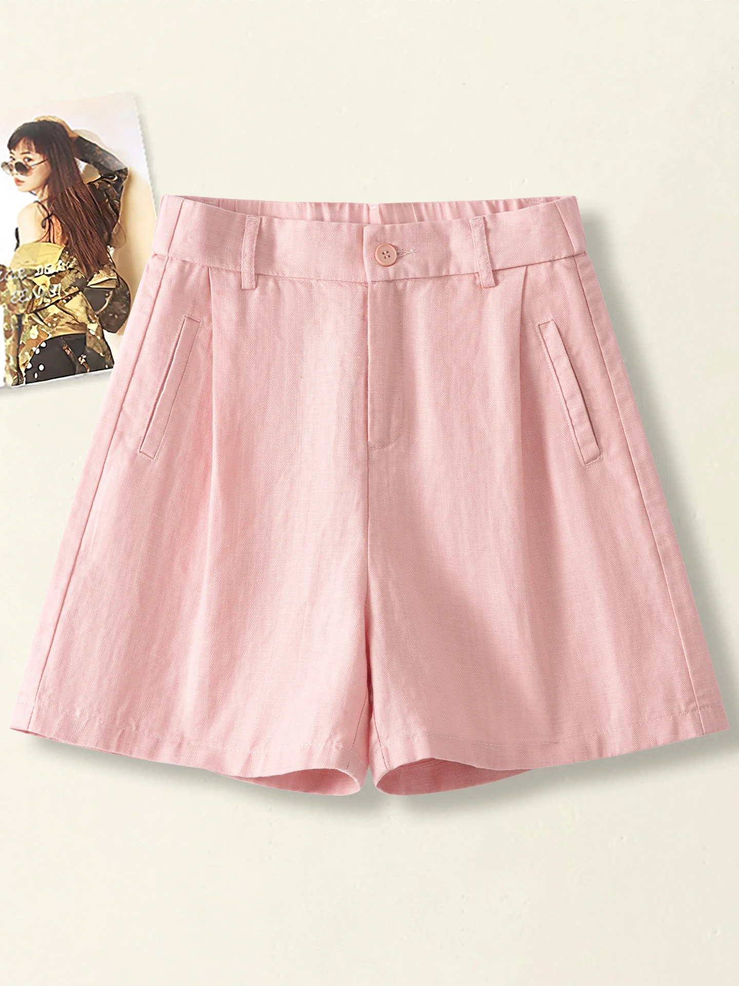 High Waist Loose Fit Casual Wide Leg Short Pants Women's Summer Thin New Style  Linen A-Line Shorts Breathable Comfortable