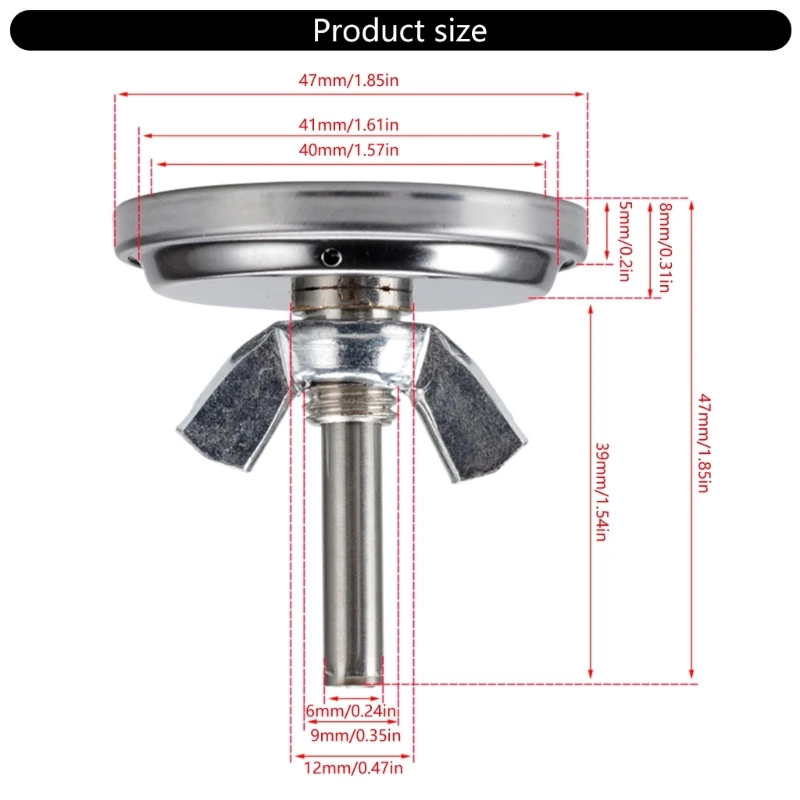 dwan Thermomètres en Acier Inoxydable 65,5 ~ 315,5 ℃/150 ~ 600 ℉ Testeur température Rond 47 mm diamètre pour BBQ