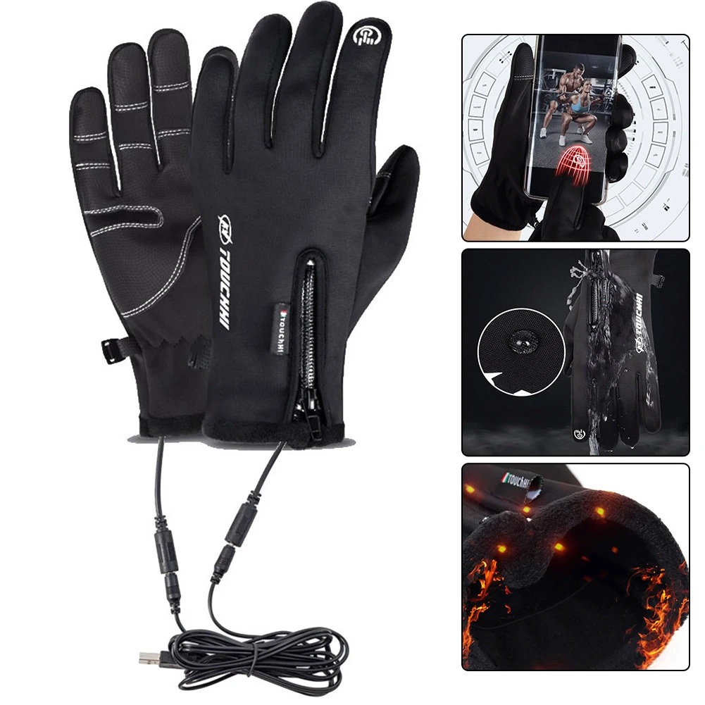 

USB Touch Screen Gloves Electric Heated Hand Warmer Winter Ski Gloves for Cycling Running Driving Hiking Walking for Women Men