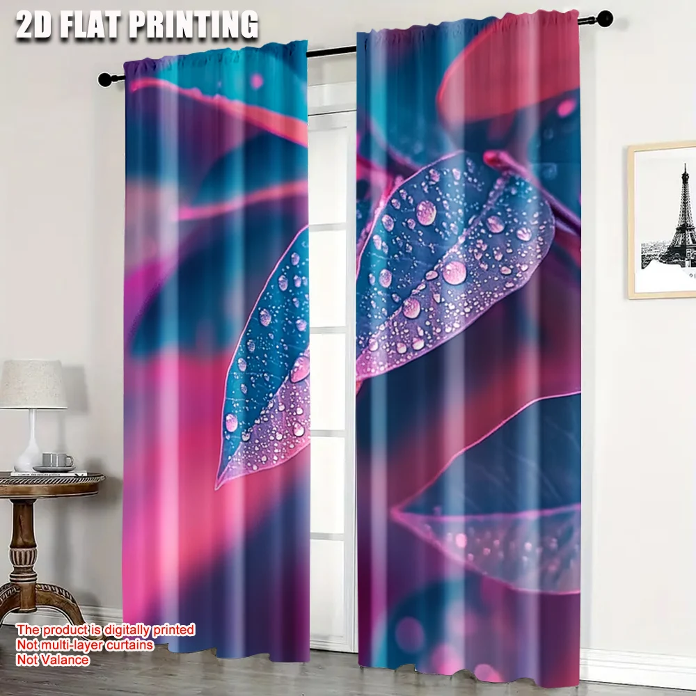 

2pc, Window Curtains Leaf and Water Drop Protecting Privacy summer party decorations Applies to Indoor Celebrations, Room,