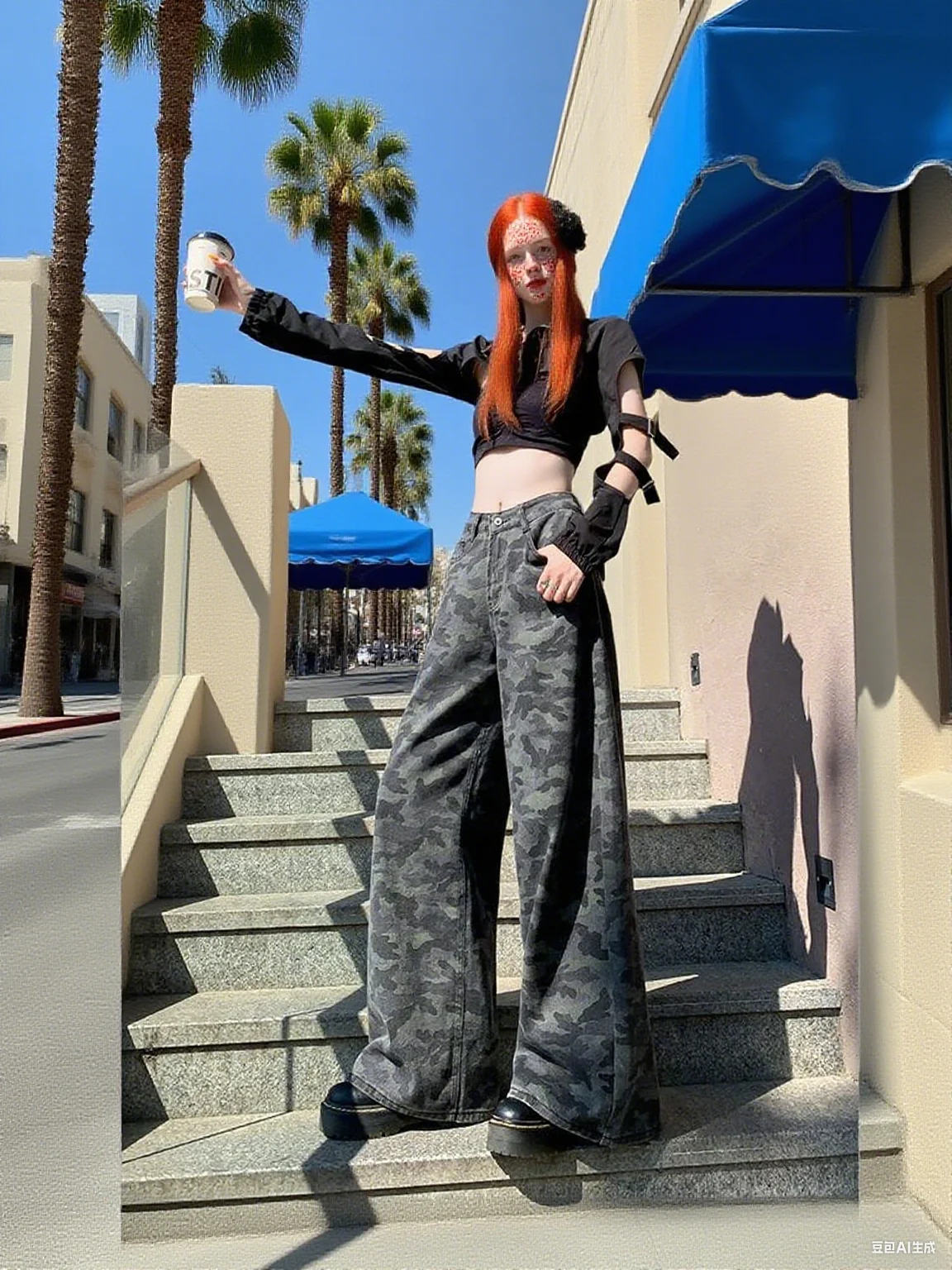 Celana Panjang Model Wide Leg Kamuflase Pinggang Tinggi Longgar Ramping Wanita Musim Gugur Musim Dingin Vintage Motif Leopard Jeans