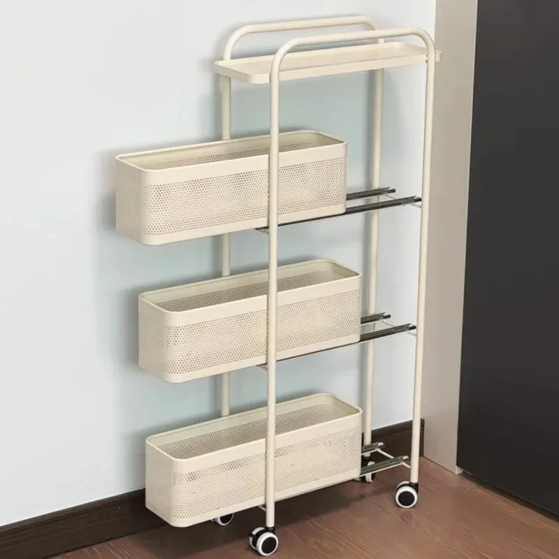 Crack Shelf Storage Trolley Shelves Bathroom Sliding Organization Rack Kitchen Accessories Racks with Wheels Organizer Furniture