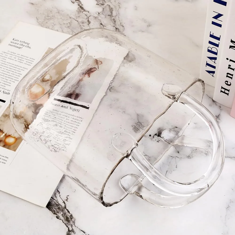 مجموعة مزهرية زهور زجاجية شفافة مكونة من 6 قطع - مزهريات زخرفية مصنوعة يدويًا للقطع المركزية الأنيقة