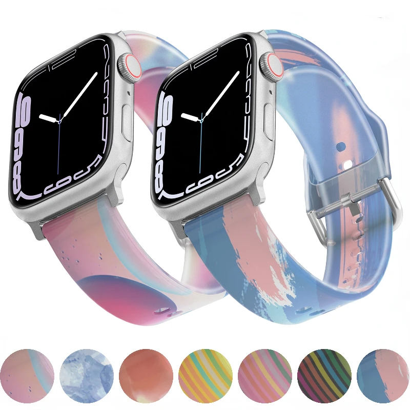 Silicone Strap For Apple Watch Ultra/2 49mm 10 9 8 7 46mm 45mm 41mm Colour Bracelet Wristband for 6 5 4 SE 44mm 42mm 40mm Correa