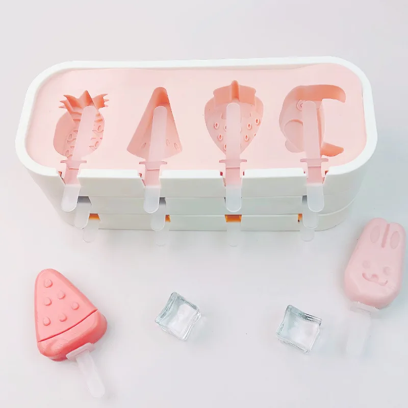 Siliconen Cartoon Schimmel Diy Zelfgemaakte Ijs Pudding Popsicle Doos Kaas Sticks Food Grade Mold Keuken Ice Cube Maker