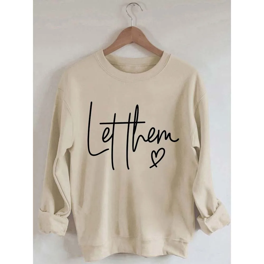 

Rheaclots Let Them Print Women's Cotton Female Cute Long Sleeves Sweatshirt