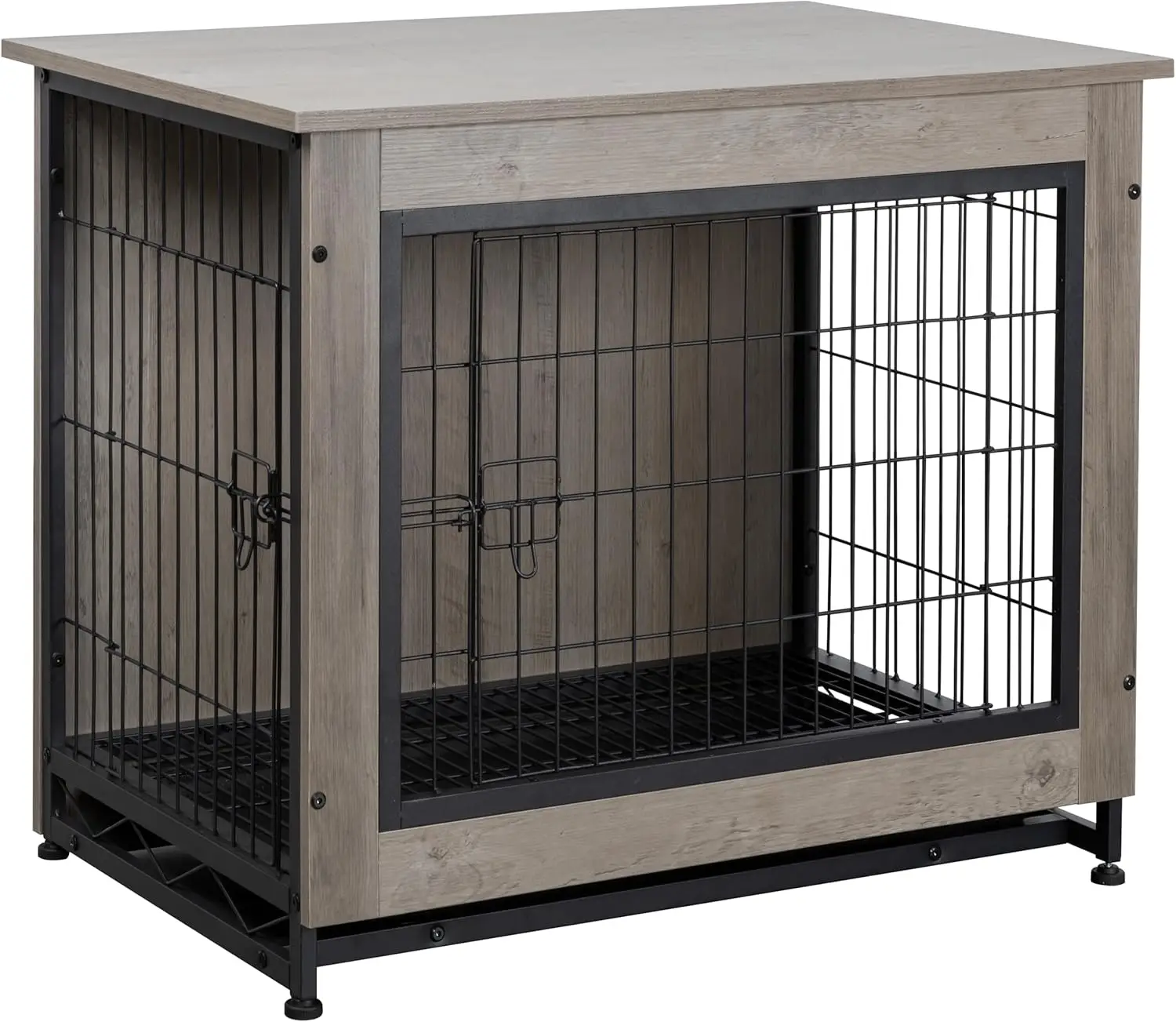 Shintenchi Wooden Dog Crate Furniture for Large Dog, XL Double-Door Kennel Indoor with Removable Tray, End Table XL Dog Crate fo