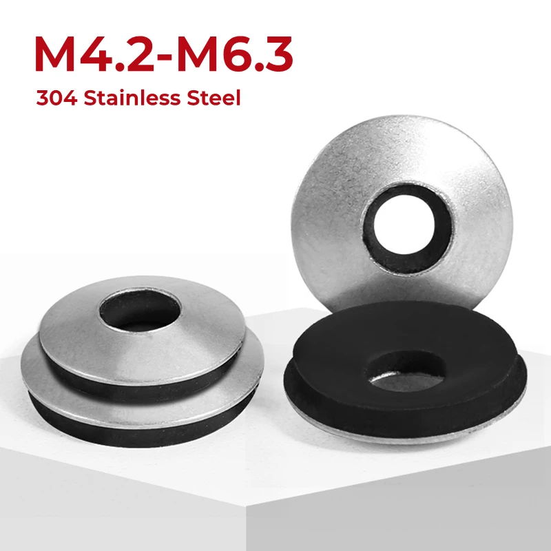 

M4.2 M4.8 M5.5 M6.3 304 Stainless Steel Composite Waterproof Gasket Anti-loose Anti Slip Washer Drill Tail Screw Roofing Washers