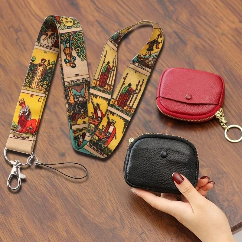 

Neck Strap Lanyard with Tarot Cards Printed for Key Badges Holder Wallet high quality