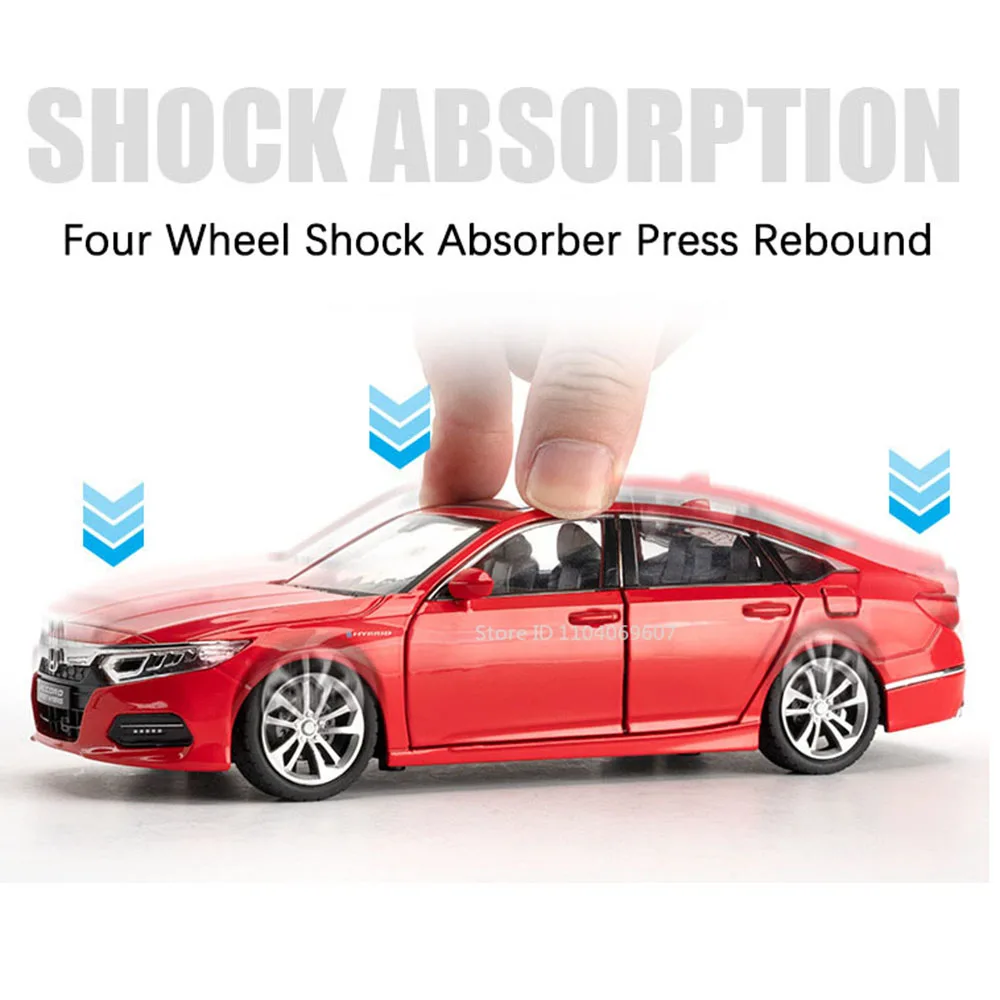 Honda Accord w skali 1:24 Zabawkowe modele samochodów Metalowe odlewy RAV4 Miniaturowe modele Dźwięk Światło Otwarte drzwi dla dzieci Prezenty