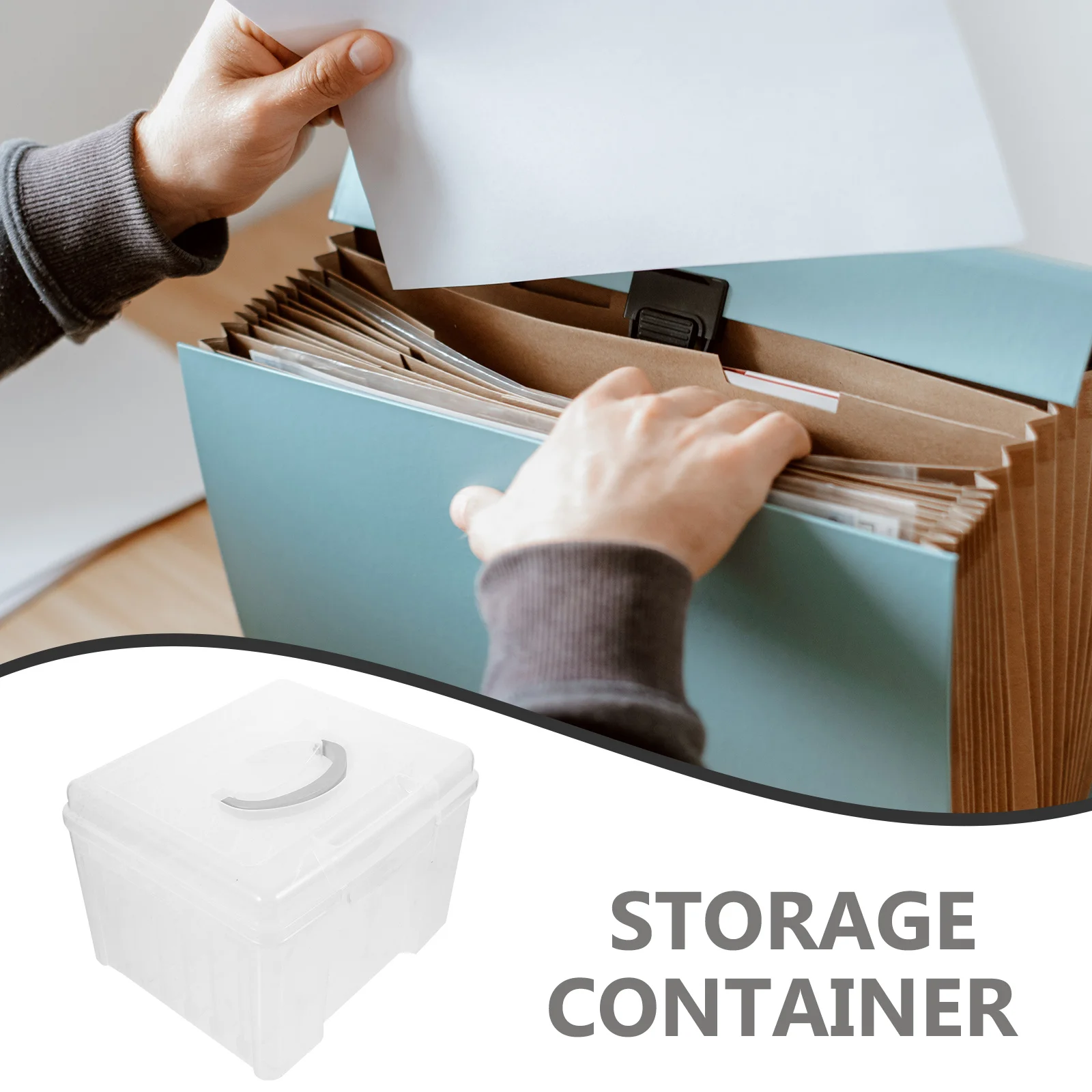 

Six Compartments Transparent Plastic File Organizer Portable Document Box Non Slip Bottom Storage Container Certificate