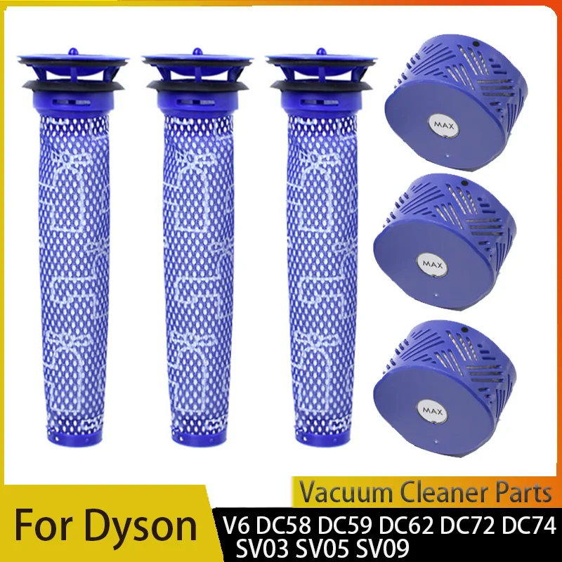 Pre-Filters with HEPA Post-Filters for Dyson V6 DC58 DC62 DC74 SV05 SV09 Vacuum Replacement Part No.965661-01 and 966741-01