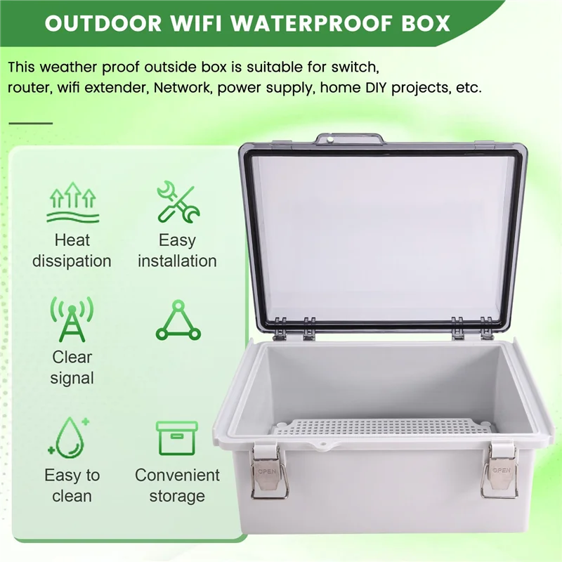 

ABFS 2X наружный корпус Wi-Fi, защищенный от атмосферных воздействий, уличный Wi-Fi-коробка, водонепроницаемый переключатель, маршрутизатор, коробка 8,7X6,7X4,3 дюйма