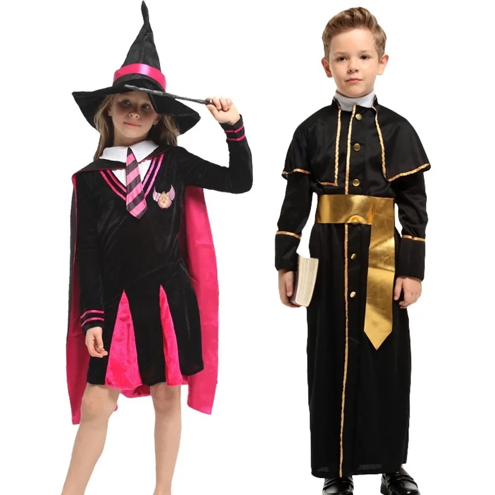 

Kids Cute Priest Costume Missionary Costumes Pastors Robes Clergyman Cosplay for Easter Purim Halloween Party Fancy Dress