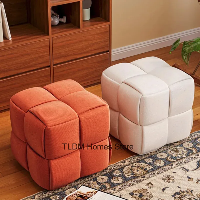 Small Stool For Home Use Simple Entrance Shoe Changing Stool Living Room Sofa Solid Wood Footrest Low Stool Furniture Seat Puffs