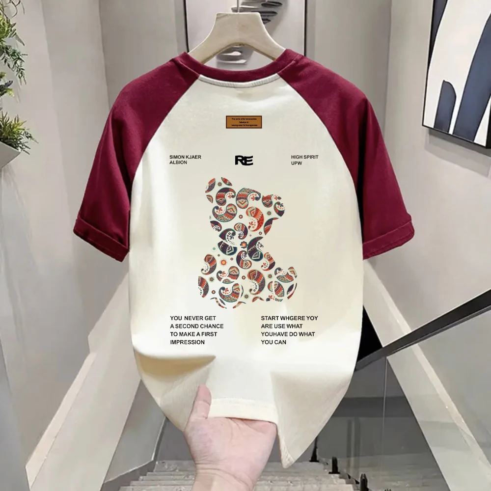 

Loose Fit Creative Pattern ort Sve T-irt ex Casual Faion Lightweight Breathable UV Protection Summer Top