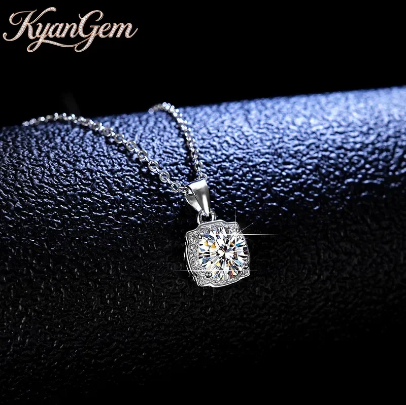 KyanGem 18K Gold Inlaid Diamond Pendant, 1-carat Moissanite Necklace, 18K Platinum Women's Fashionable Collarbone Chain