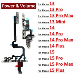 Power On Off Flex For IPhone 13 14 15 Pro Max Plus Mini Volume Up Down Side Button Key Ribbon Flex Cable With Metal