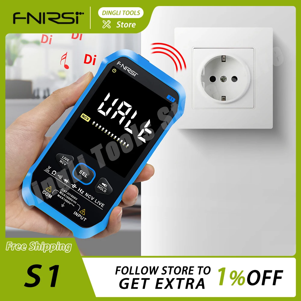 

Fnirsi S1 Smart Digital Multimeter 9999counts Ac Dc Voltage Resistance Capacitance Diode Ncv Hz Live Wire Color Display Custom