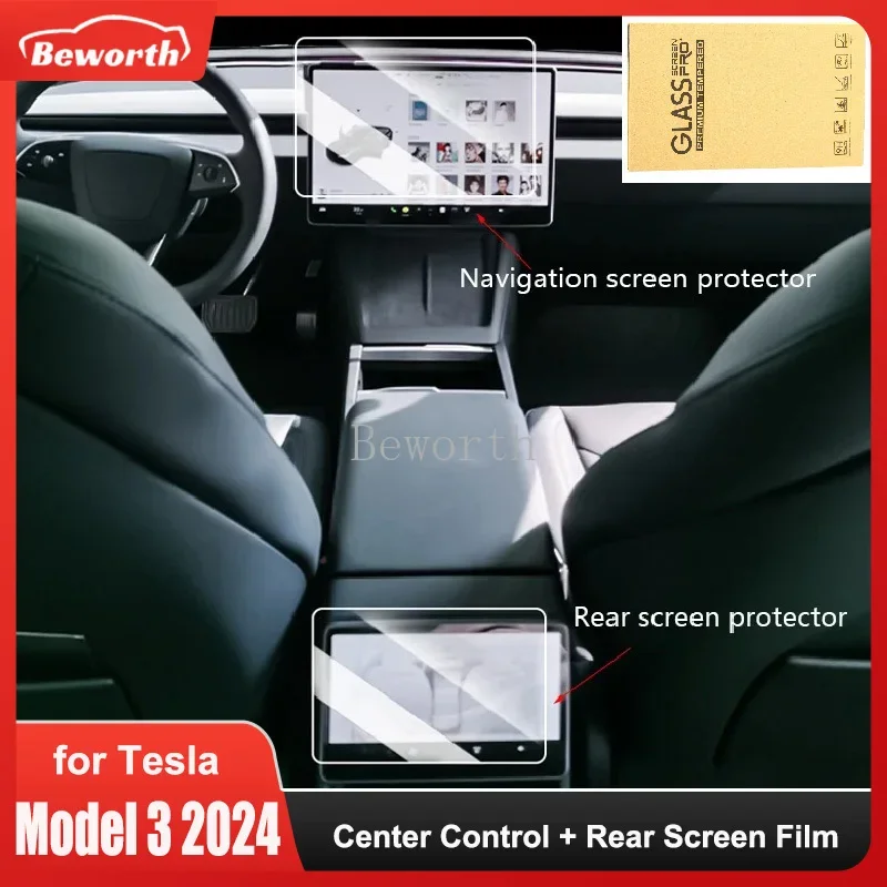 For Tesla Model 3+ Highland 2024 Tempered Glass Screen Protector Rear Row Center Console  Screen HD Film Protection Accessories