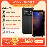 NEW Hotwav Cyber 13 Smartphone Android 14 8GB+128GB 10800mAh Smartphone 16MP+64MP Camera Camping Light 6.6\