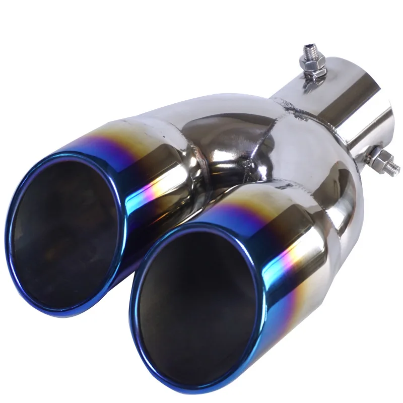 

Universal Double Outlet Car Exhaust Pipe Car Muffler Tip Stainless Steel Chrome End Trim Modified Tail Throat Liner Pipe 63mm